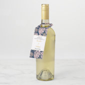 ピンクと海軍の熱帯葉水玉模様の結婚 ボトルネックタグ (アングル)