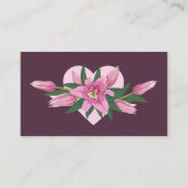 ピンクと深い紫の花のユリの本ベビー エンクロージャーカード (裏面)