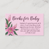 ピンクと深い紫の花のユリの本ベビー エンクロージャーカード (正面)