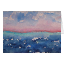 ピンクと濃い青の水彩景観地平線