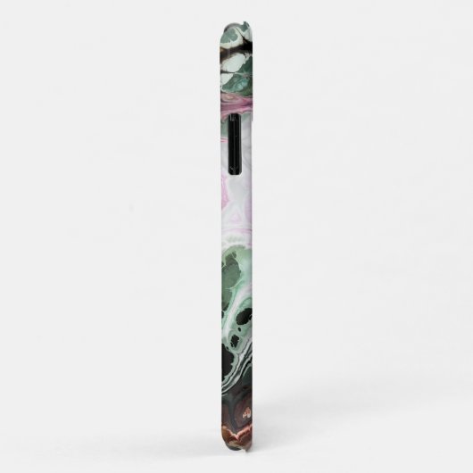 ピンクと灰色の大理石の絞り染めとモノグラム Case-Mate iPhoneケース (裏面/右)