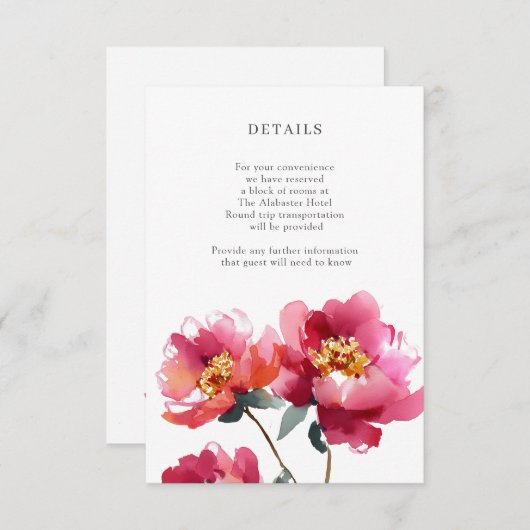 ピンクと珊瑚牡丹の水色詳細囲い エンクロージャーカード (正面/裏面)