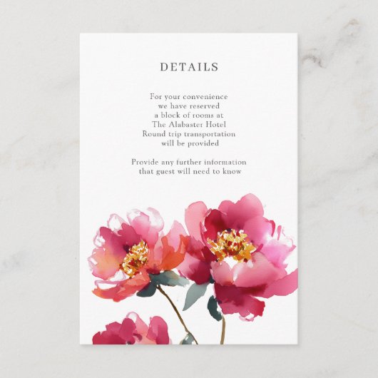 ピンクと珊瑚牡丹の水色詳細囲い エンクロージャーカード (正面)