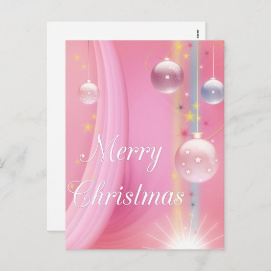 ピンクと球根メリークリスマスホリデーポストカード シーズンポストカード (正面/裏面)