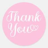 ピンクと白ありがとうハートワードアート ラウンドシール (正面)