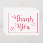 ピンクと白ありがとうハート結婚式パーティー ポストカード (正面/裏面)