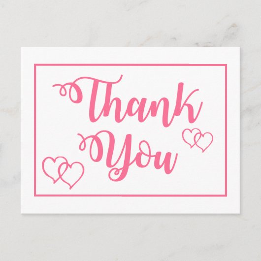 ピンクと白ありがとうハート結婚式パーティー ポストカード (正面)