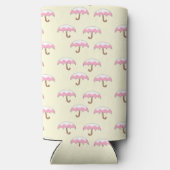 ピンクと白い傘の柄の黄色を滴下 スリム缶クーラー (裏面)