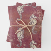 ピンクと白い海馬 ラッピングペーパーシート (インサイチュ)