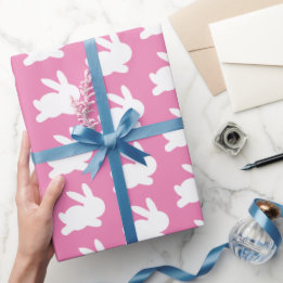 ピンクと白うさぎイースターギフトラッピング紙 ラッピングペーパー