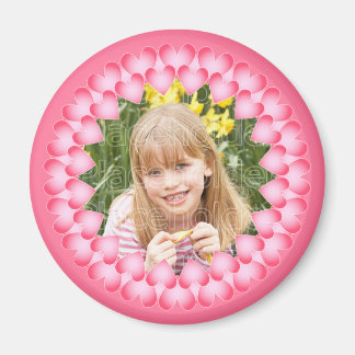 ピンクと白かわいいハートテンプレート マグネット