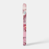 ピンクと白のお花の名前入り iPhone 15ケース (左側面)