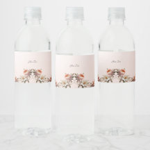 ピンクと白のお花の装飾水筒