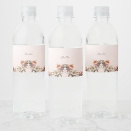 ピンクと白のお花の装飾水筒 ペットボトルラベル