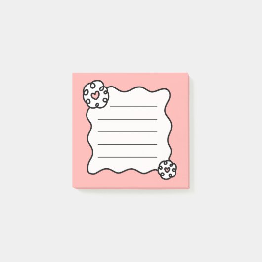 ピンクと白のお花ハート型ふせん ポストイット (正面)