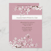 ピンクと白のさくらんぼがポスト結婚ズ 招待状 (正面/裏面)