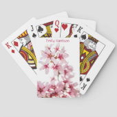 ピンクと白のさくらんぼの花のフローラ トランプ (裏面)