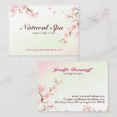 ピンクと白のさくらんぼ花の名刺 名刺 (正面/裏面)