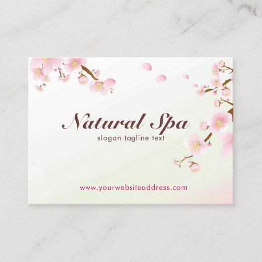ピンクと白のさくらんぼ花の名刺 名刺 (正面)