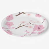 ピンクと白のさくらんぼ花紙プレート ペーパープレート (アングル)