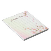 ピンクと白のさくらんぼ花自然モノグラム ノートパッド (アングル)