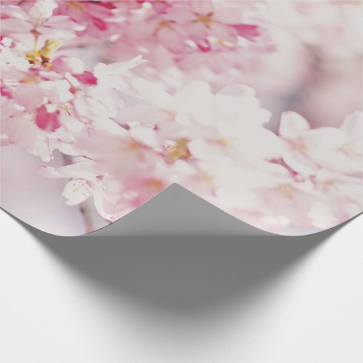 ピンクと白のさくらんぼ ラッピングペーパー (角)