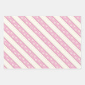 ピンクと白のにドッグポーストライププかわいらし ラッピングペーパーシート (正面3)