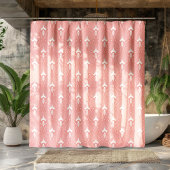 ピンクと白のアートデコのシームレスなパターン シャワーカーテン
