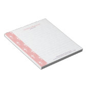 ピンクと白のアールデコ模様 ノートパッド (アングル)