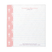 ピンクと白のアールデコ模様 ノートパッド (正面)