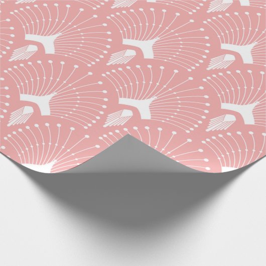 ピンクと白のアールデコ模様 ラッピングペーパー (角)