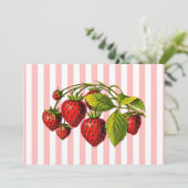 ピンクと白のイチゴストライプ 招待状 (スタンド正面)