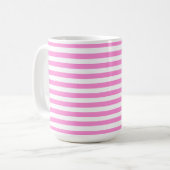 ピンクと白のイースター ストライプ コーヒーマグカップ (正面左)