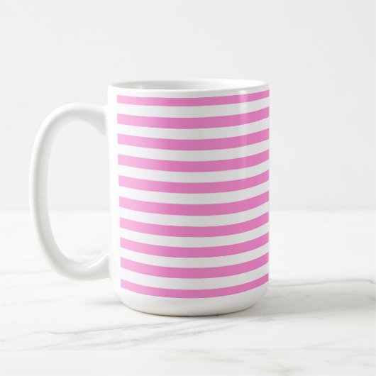 ピンクと白のイースター ストライプ コーヒーマグカップ (左)