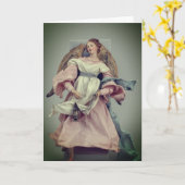 ピンクと白のエンジェル空白の: カード (黄色い花)