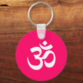 ピンクと白のオムシンボル キーホルダー (正面)
