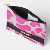 ピンクと白のカウパターン アクセサリーポーチ (見開き)