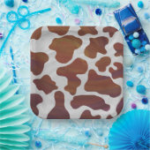 ピンクと白のカウパターン ペーパープレート (パーティー)