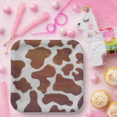 ピンクと白のカウパターン ペーパープレート (パーティー)