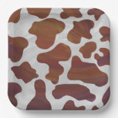 ピンクと白のカウパターン ペーパープレート (正面)