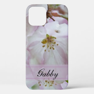 ピンクと白のカニのリンゴの花 iPhone 12ケース