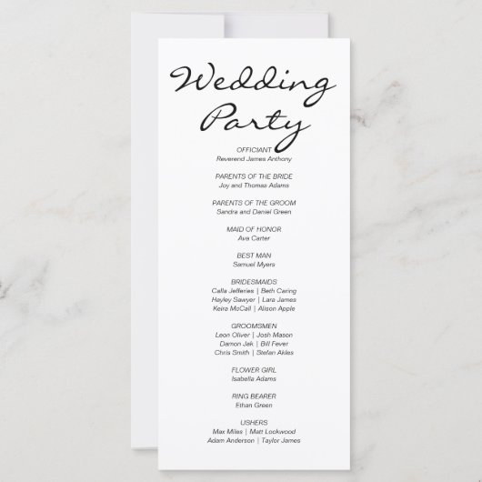 ピンクと白のカボチャ秋の結婚式プログラム (裏面)