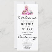 ピンクと白のカボチャ秋の結婚式プログラム (正面)