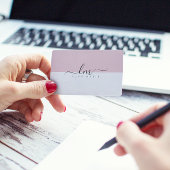 ピンクと白のカリグラフモノグラムミニマル主義者 コーリングカード