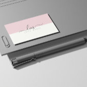 ピンクと白のカリグラフモノグラムミニマル主義者 コーリングカード