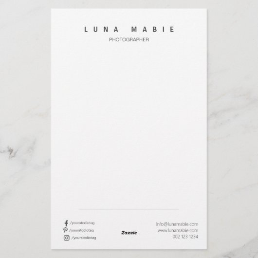 ピンクと白のカリグラフモノグラムミニマル主義者 便箋 (裏面)