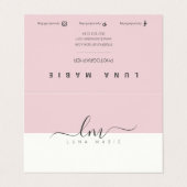 ピンクと白のカリグラフモノグラムミニマル主義者 名刺 (外部フラット)