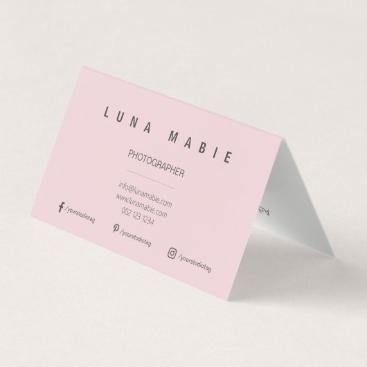 ピンクと白のカリグラフモノグラムミニマル主義者 名刺 (裏面)