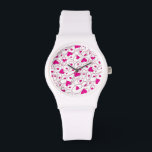 ピンクと白のカーリーハート 腕時計<br><div class="desc">このカーリーなハート柄で一日にエレガンスを加えろ！</div>