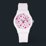 ピンクと白のカーリーハート 腕時計<br><div class="desc">このカーリーなハート柄で一日にエレガンスを加えろ！</div>